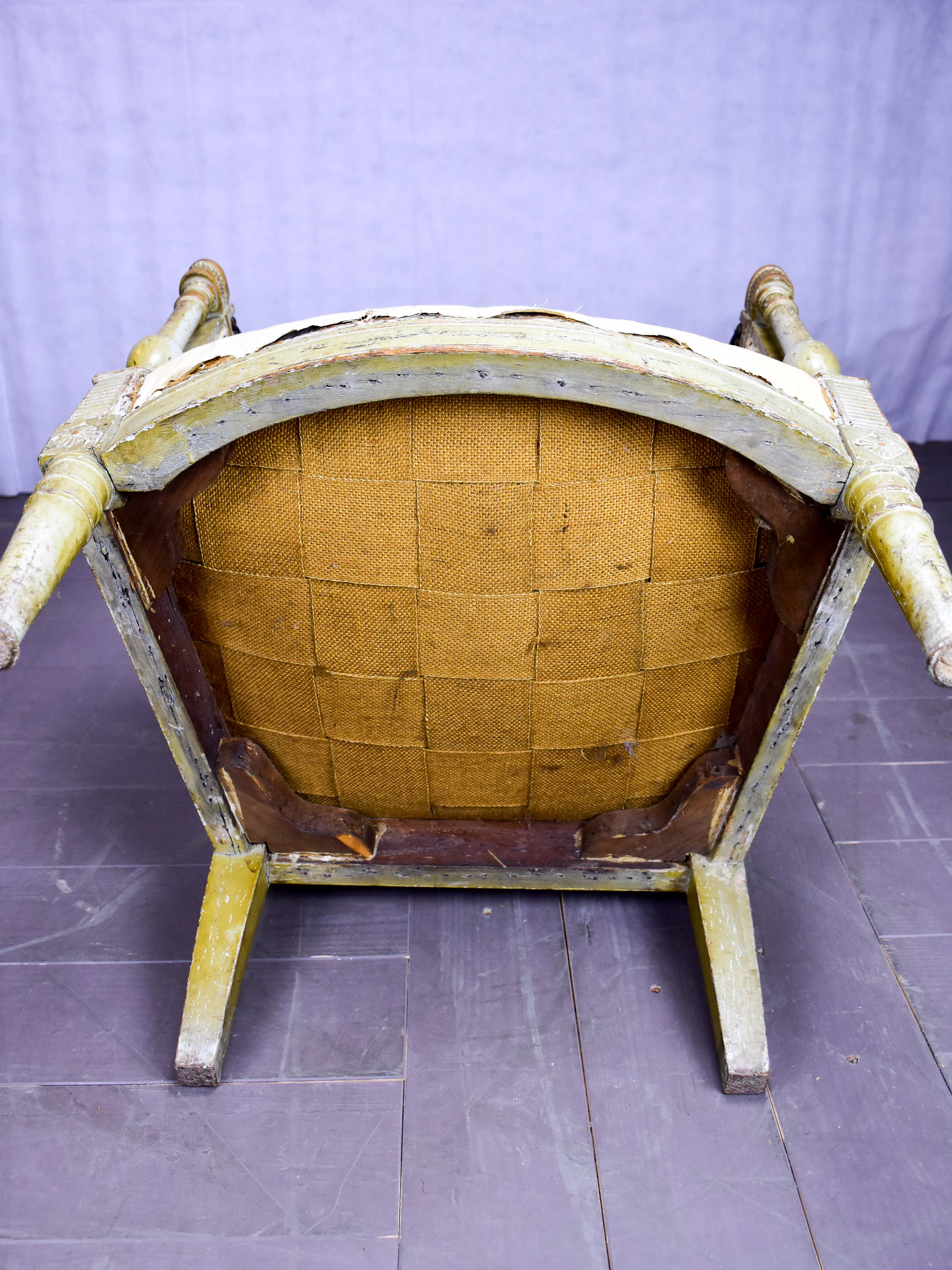 Small antique French bergère armchair