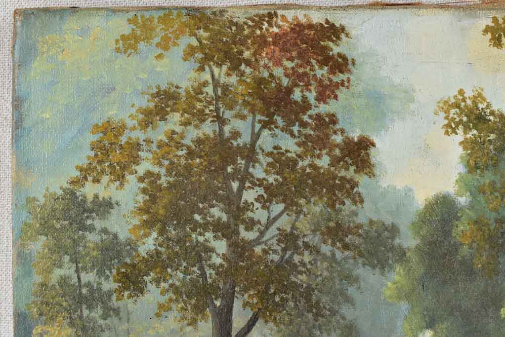 Antique landscape painting - country road - Lemant 13" x 16¼"