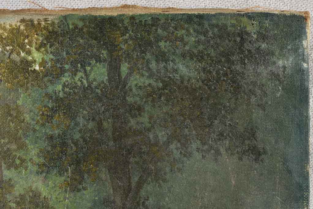 Antique landscape painting - country road - Lemant 13" x 16¼"