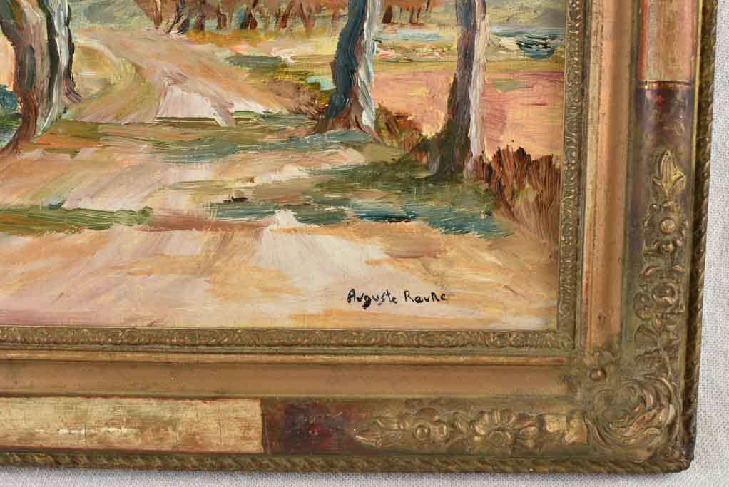 Antique French landscape painting - August Roure (1878-1936) - Saint Remy de Provence 15¾" x 18"
