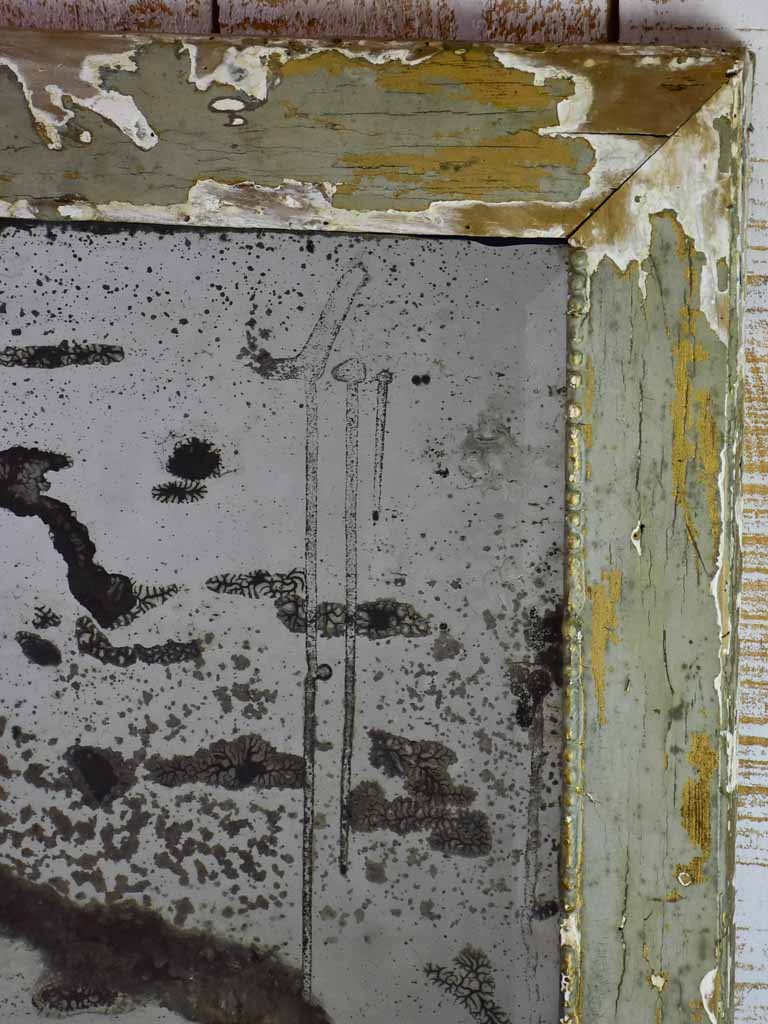 Rare 19th century French mirror with aged mercury glass and pretty patinated frame 28¾" x 46½"