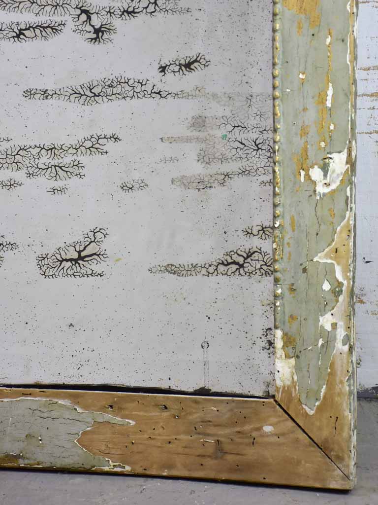 Rare 19th century French mirror with aged mercury glass and pretty patinated frame 28¾" x 46½"