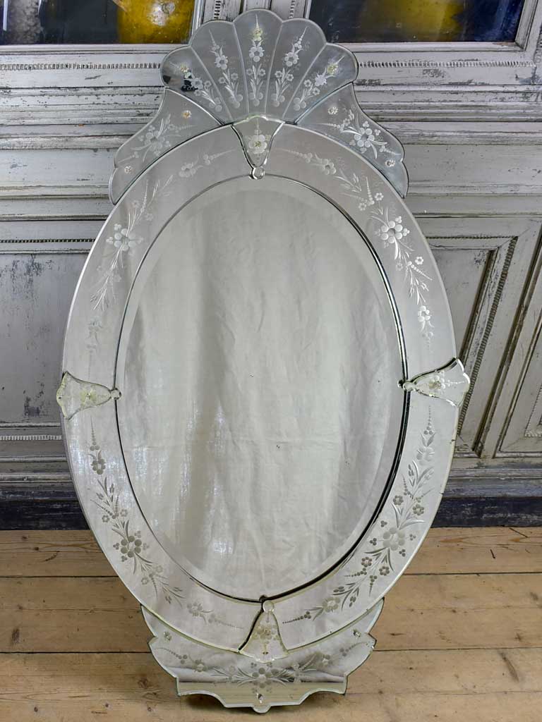 Elegant Antique Venetian Oval Mirror