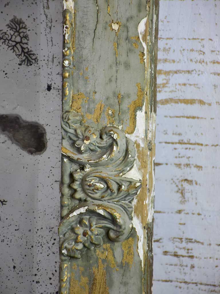 Rare 19th century French mirror with aged mercury glass and pretty patinated frame 28¾" x 46½"