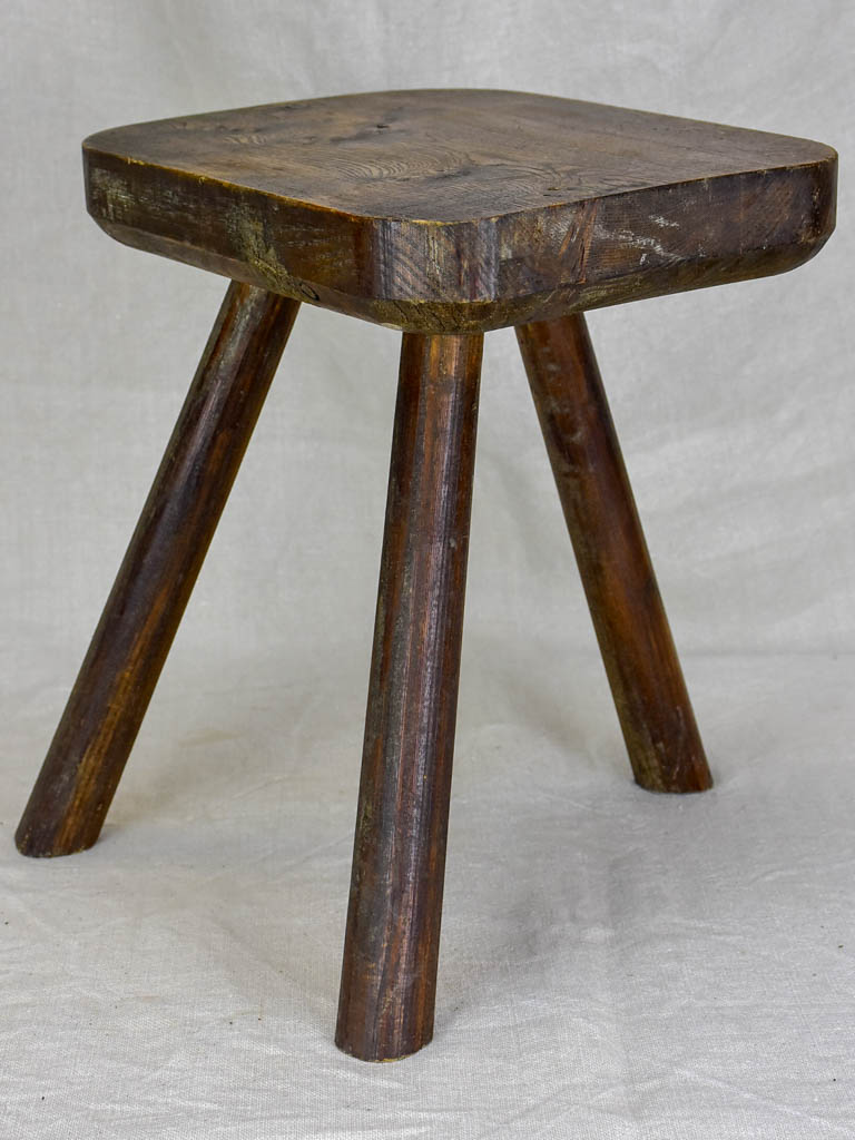Pair of small beech wood 3 legged milking stools