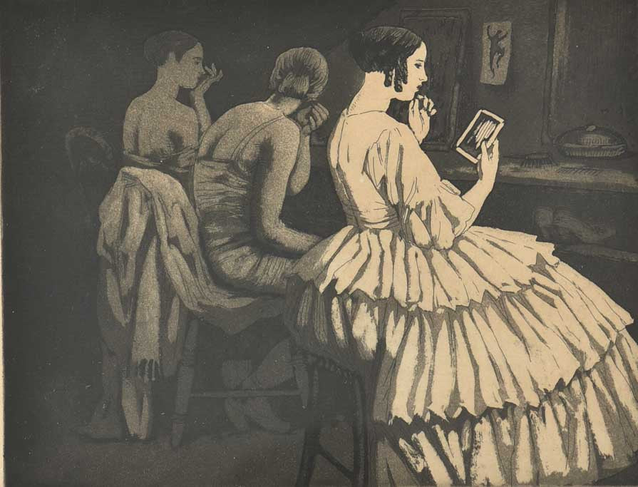 Dressing Room No. 2' - Dame Laura Knight - aquatint etching - signed 19¼" x 16¼"
