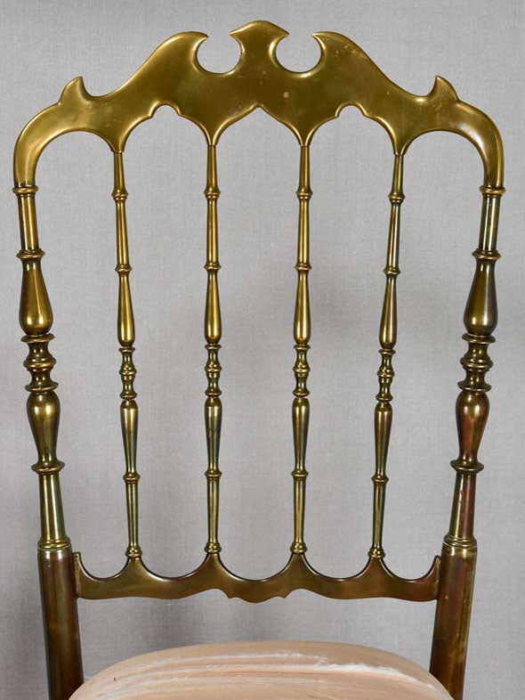 Pair of mid-century solid brass couture chairs by Chiavari