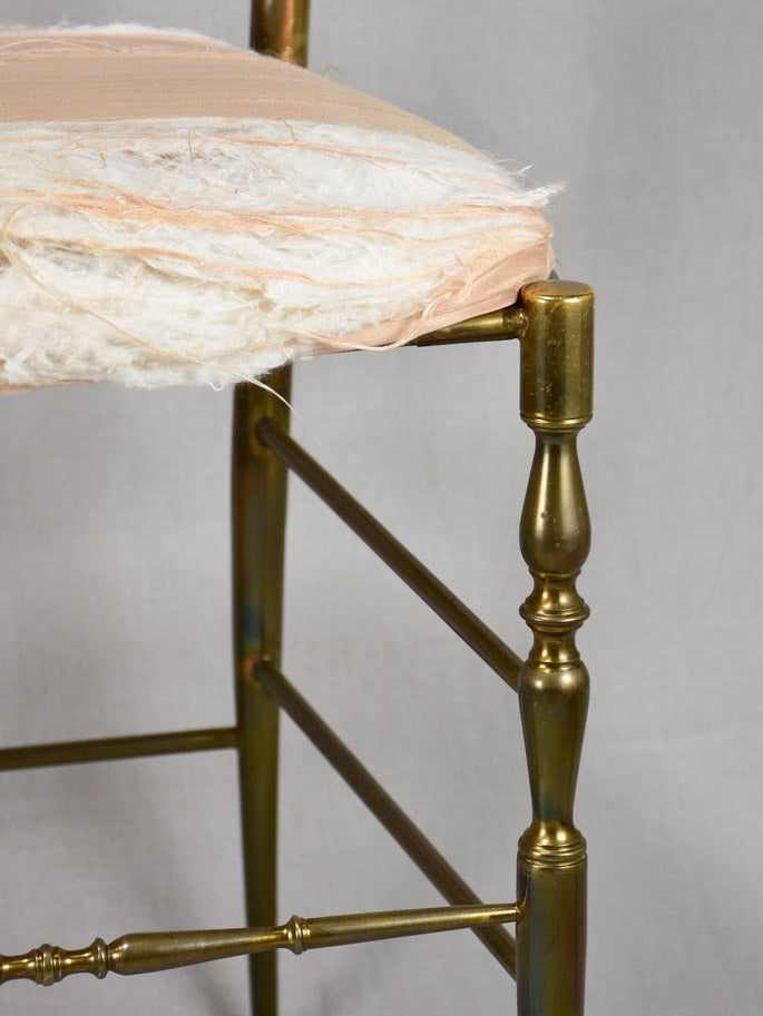 Pair of mid-century solid brass couture chairs by Chiavari