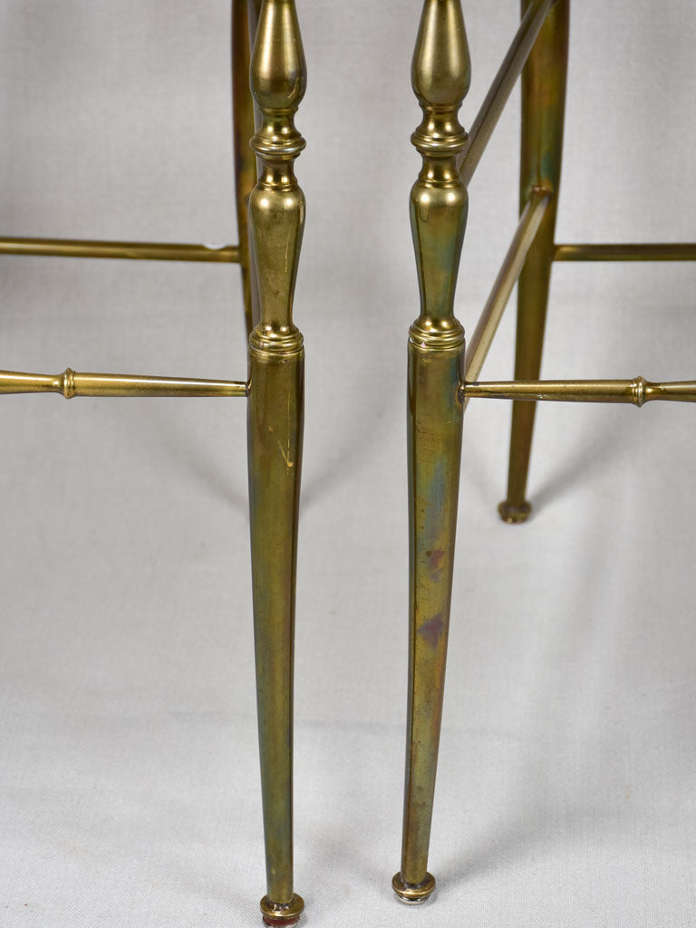 Pair of mid-century solid brass couture chairs by Chiavari