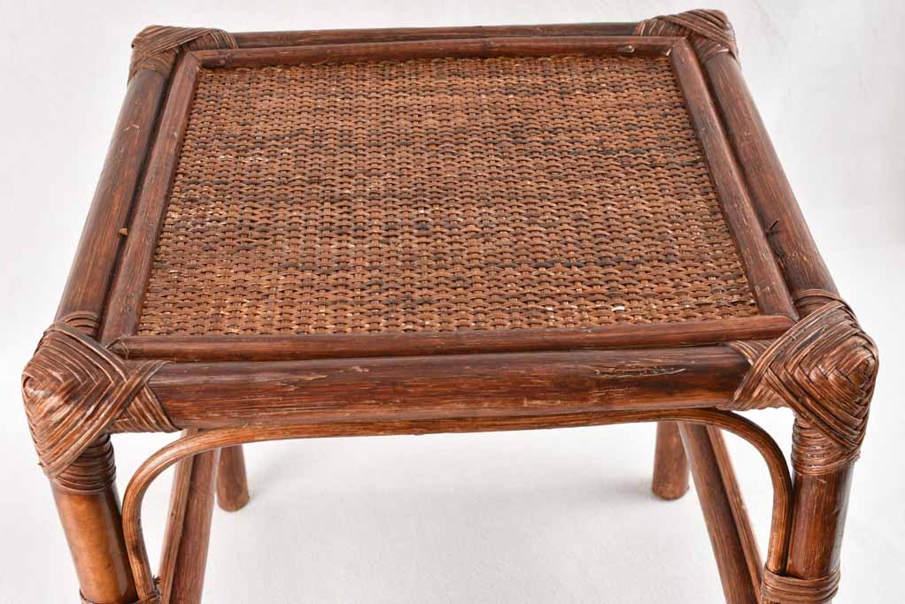 3 vintage bamboo and rattan nesting tables 20½"