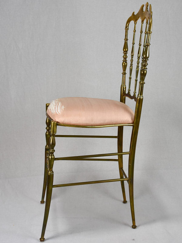 Pair of mid-century solid brass couture chairs by Chiavari