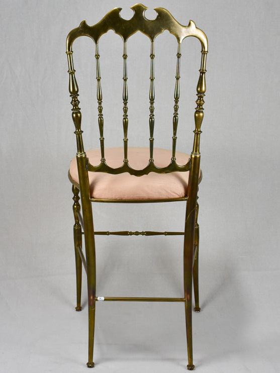 Pair of mid-century solid brass couture chairs by Chiavari