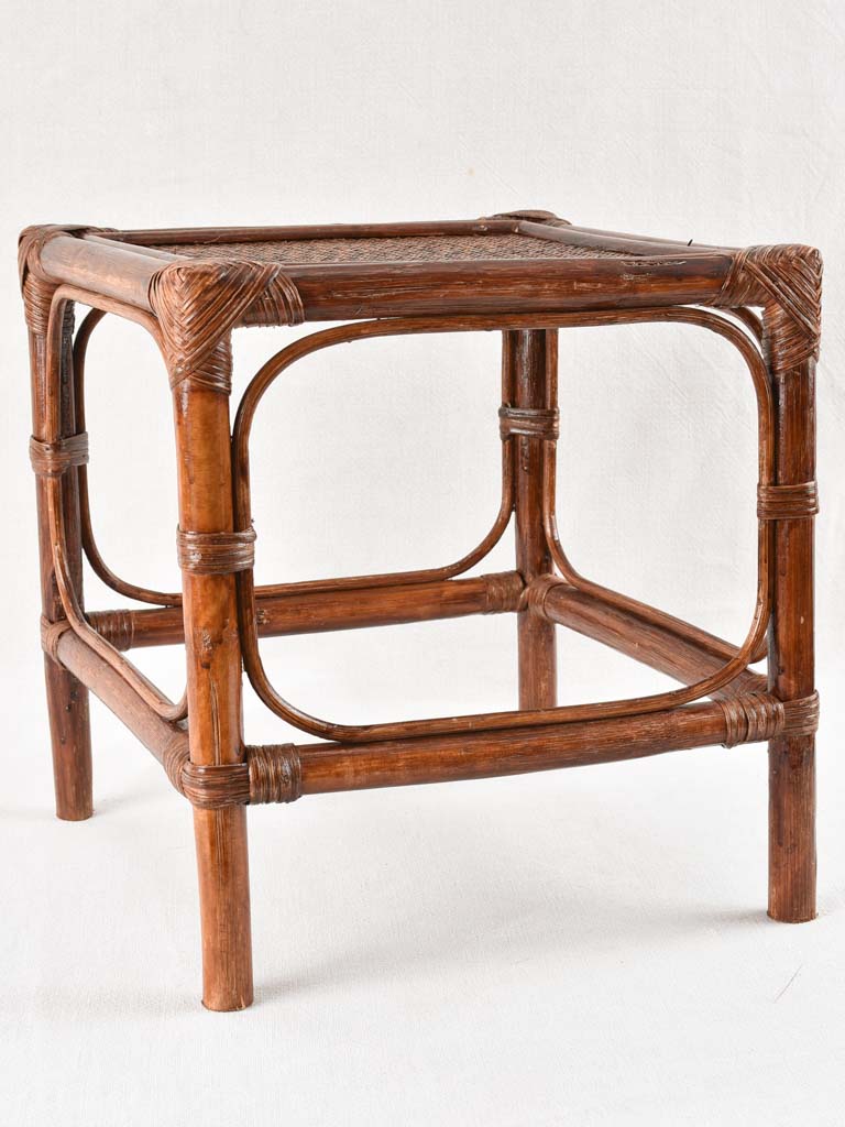 3 vintage bamboo and rattan nesting tables 20½"