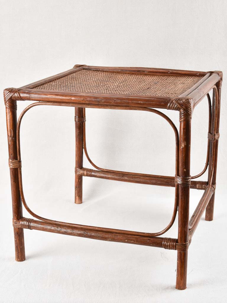 3 vintage bamboo and rattan nesting tables 20½"