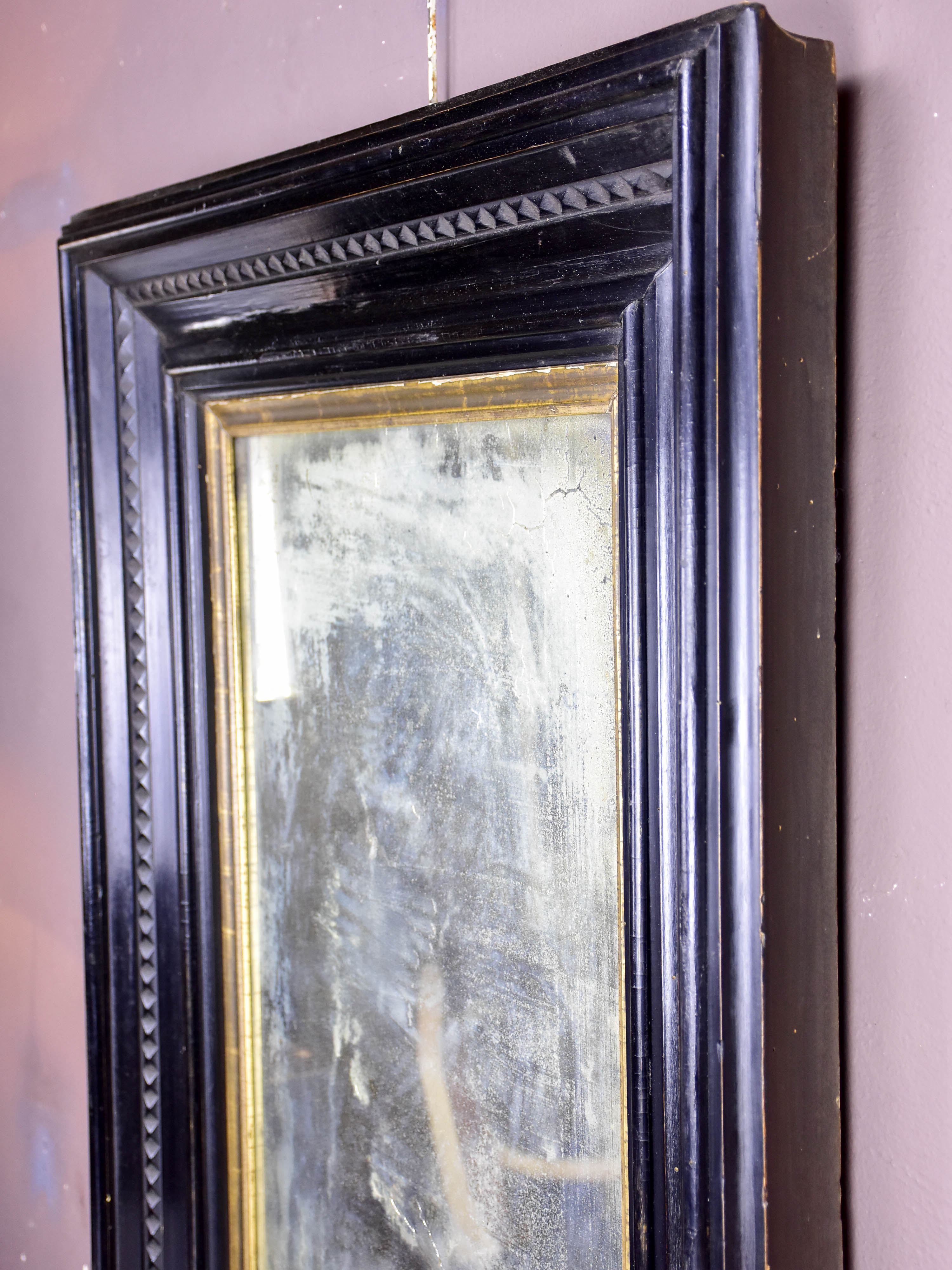 19th century Italian mirror with wide carved frame