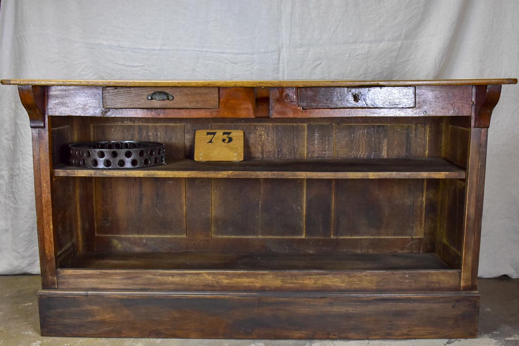 Antique French oak pharmacy counter