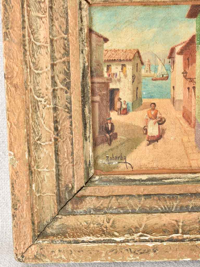 Miniature seaside village streetscape - 1900s - 8" x 2¾"