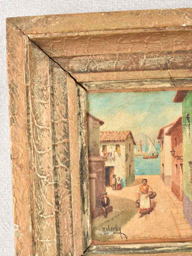 Miniature seaside village streetscape - 1900s - 8" x 2¾"