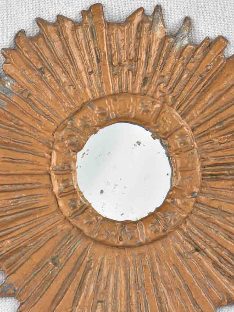 French Vintage sunburst mirror - metal 9"