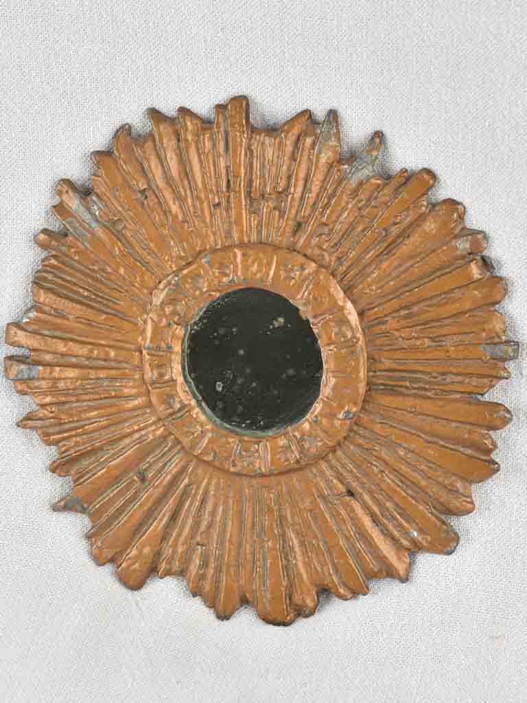 French Vintage sunburst mirror - metal 9"