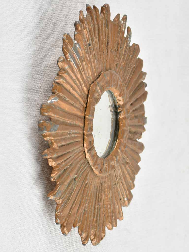 French Vintage sunburst mirror - metal 9"