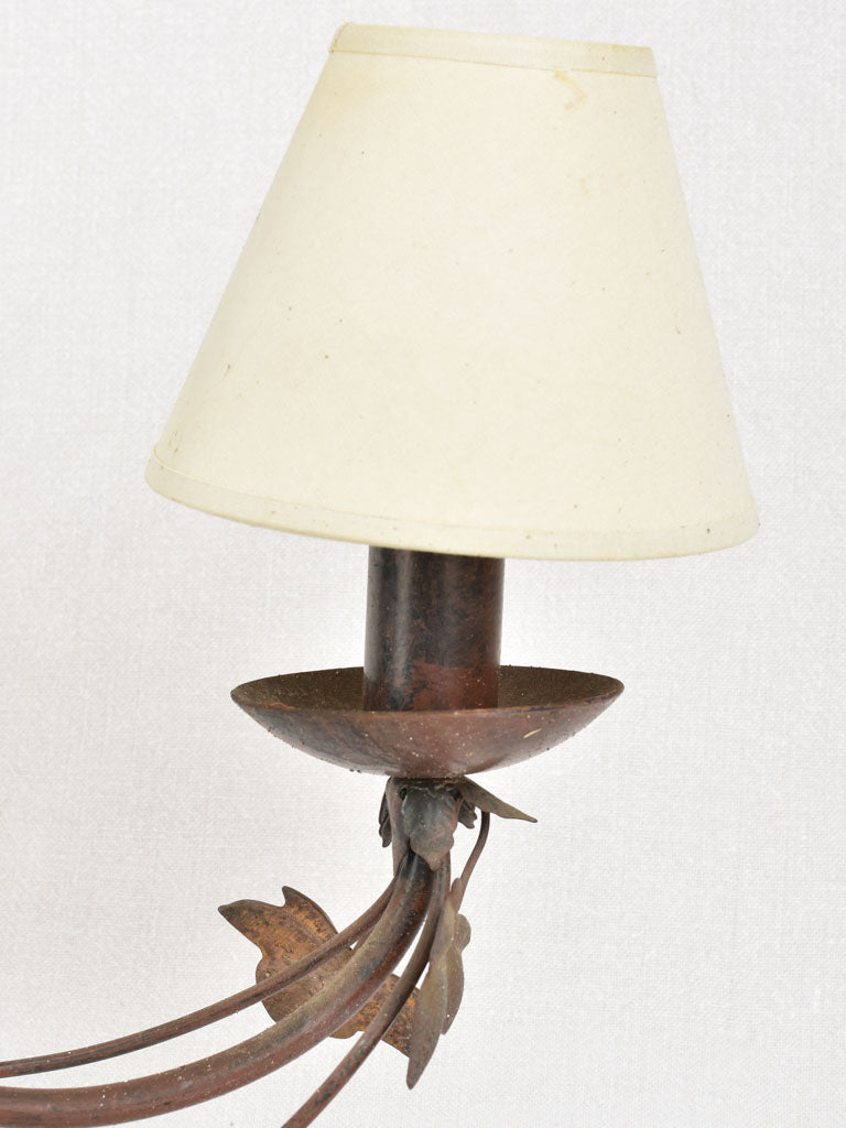 Pretty three light three light chandelier with ivy - 1900s
