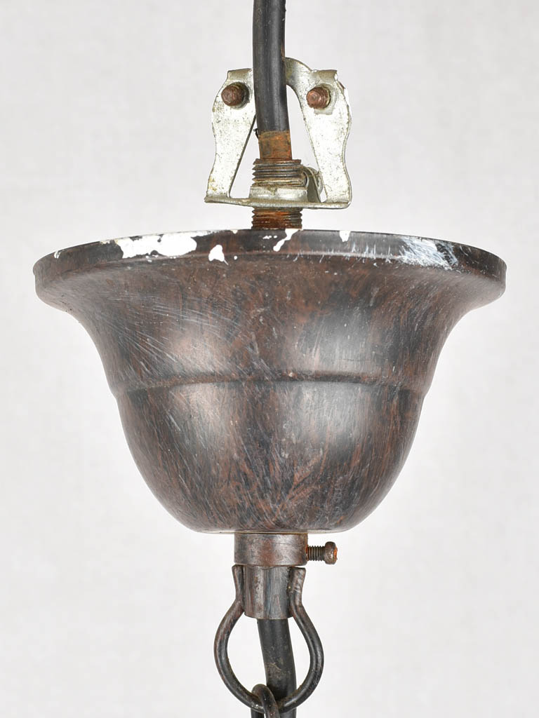 Pretty three light three light chandelier with ivy - 1900s