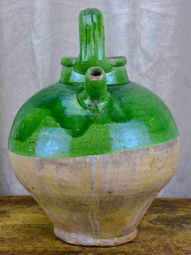 French water jug / cruche with green glaze