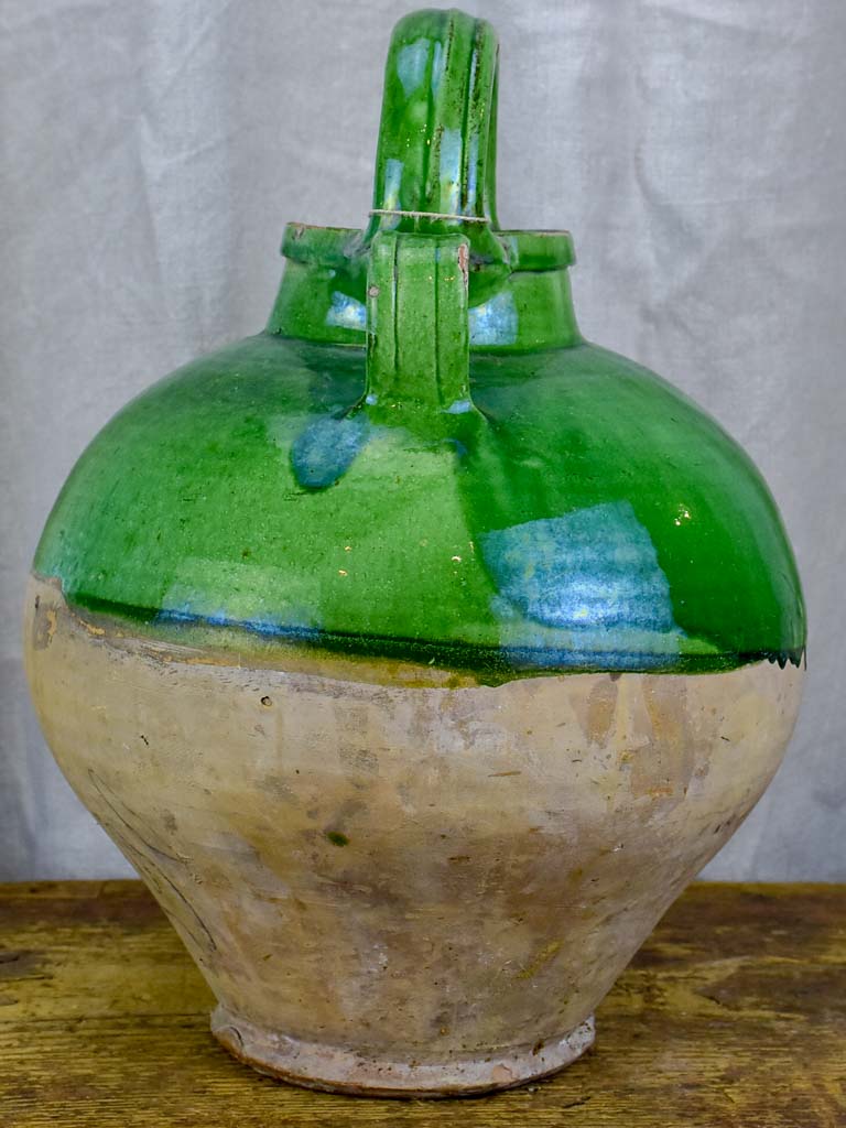 French water jug / cruche with green glaze
