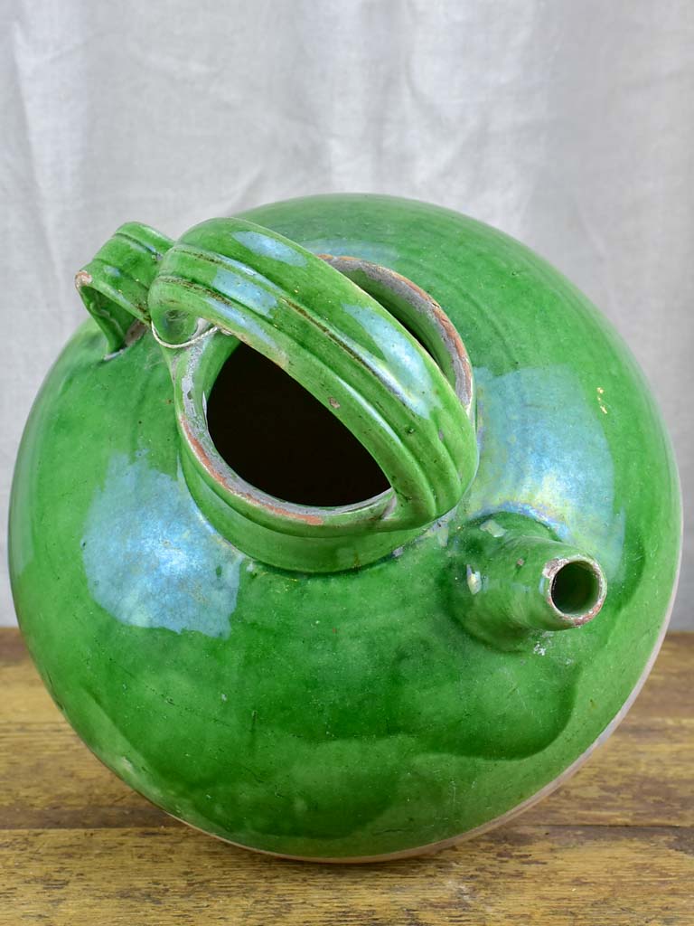 French water jug / cruche with green glaze