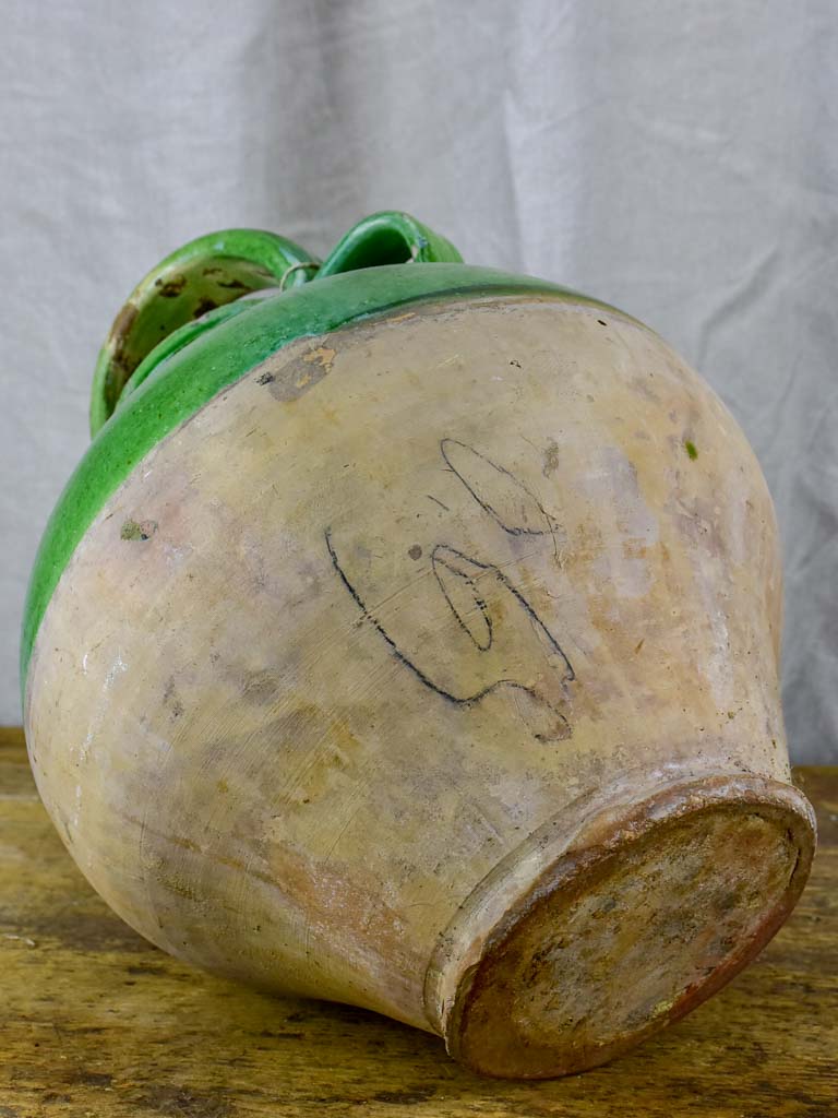 French water jug / cruche with green glaze