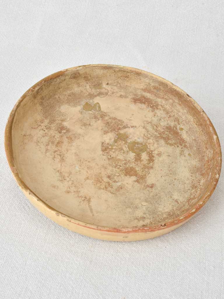 Antique Italian lidded pot with pale yellow glaze 9"