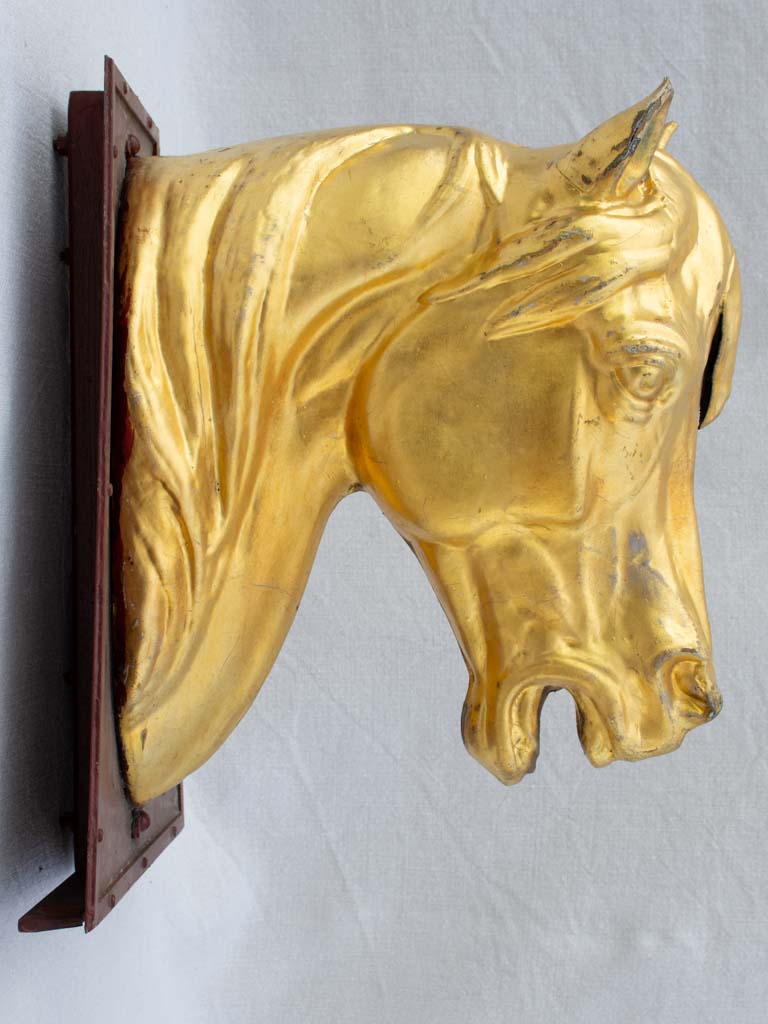 Gilded zinc horse head from stables - 19th century