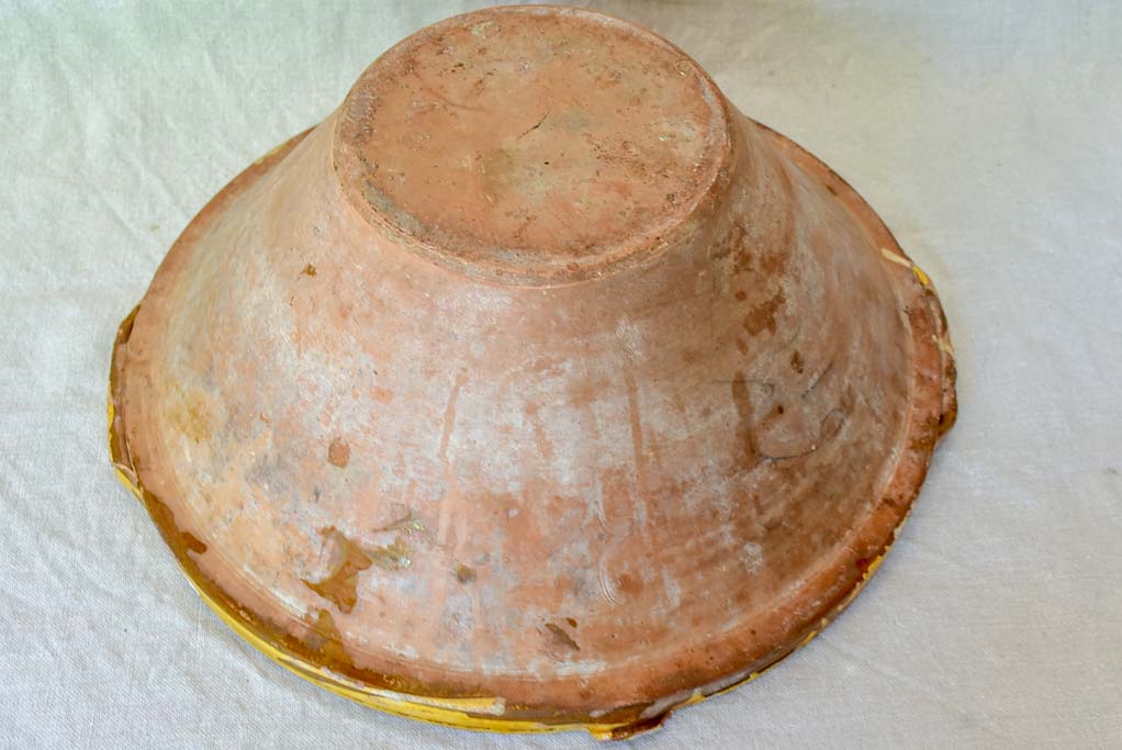 Large antique French bowl 'tian' with ochre glaze 16½"