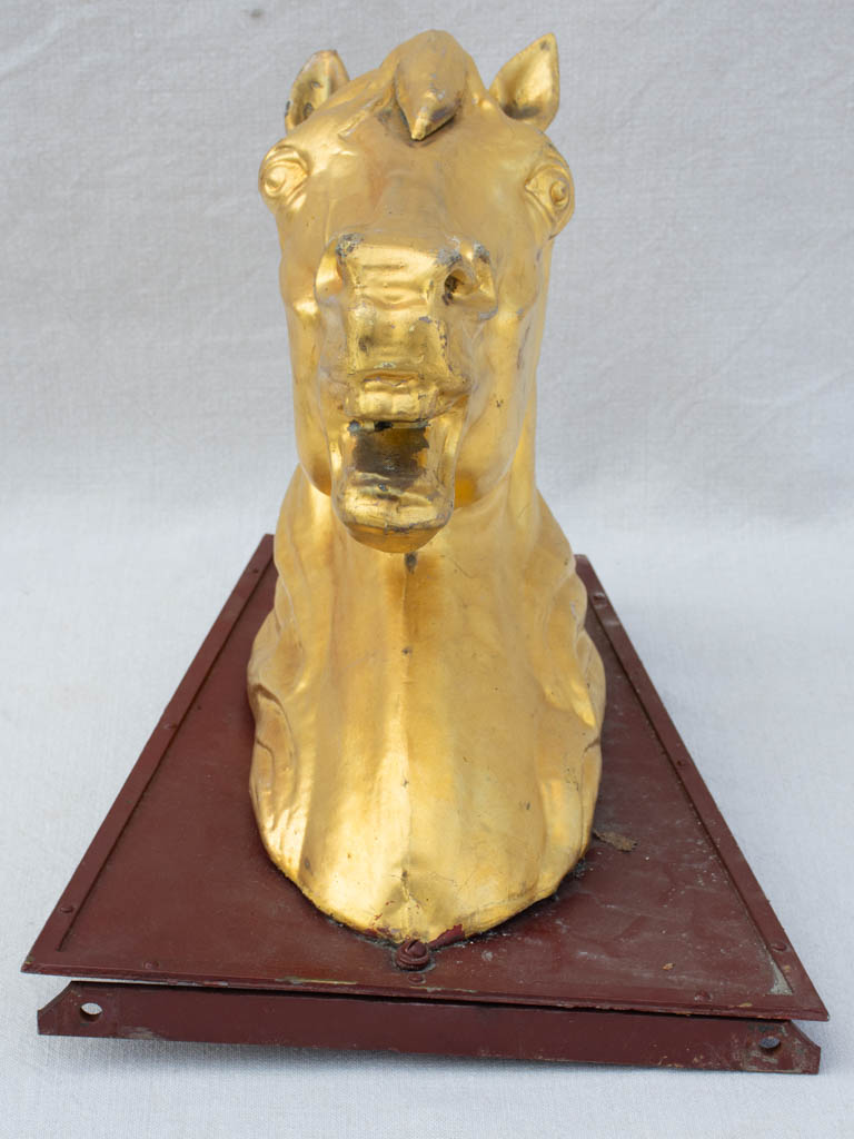 Gilded zinc horse head from stables - 19th century