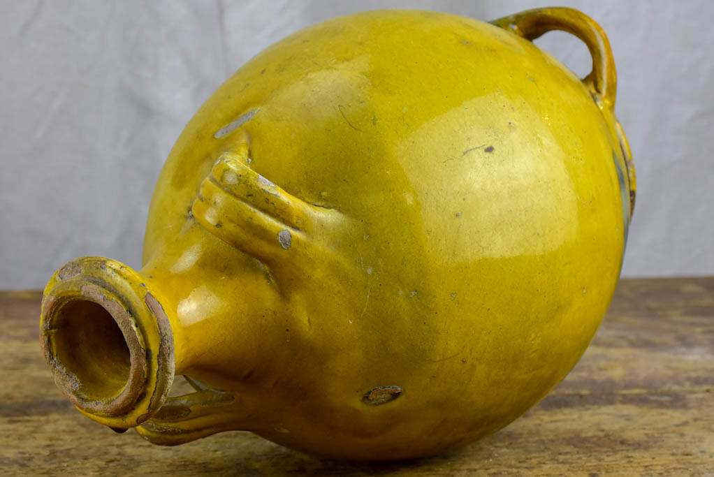 Antique French Provincial Conscience jug with yellow and green glaze - water / oil