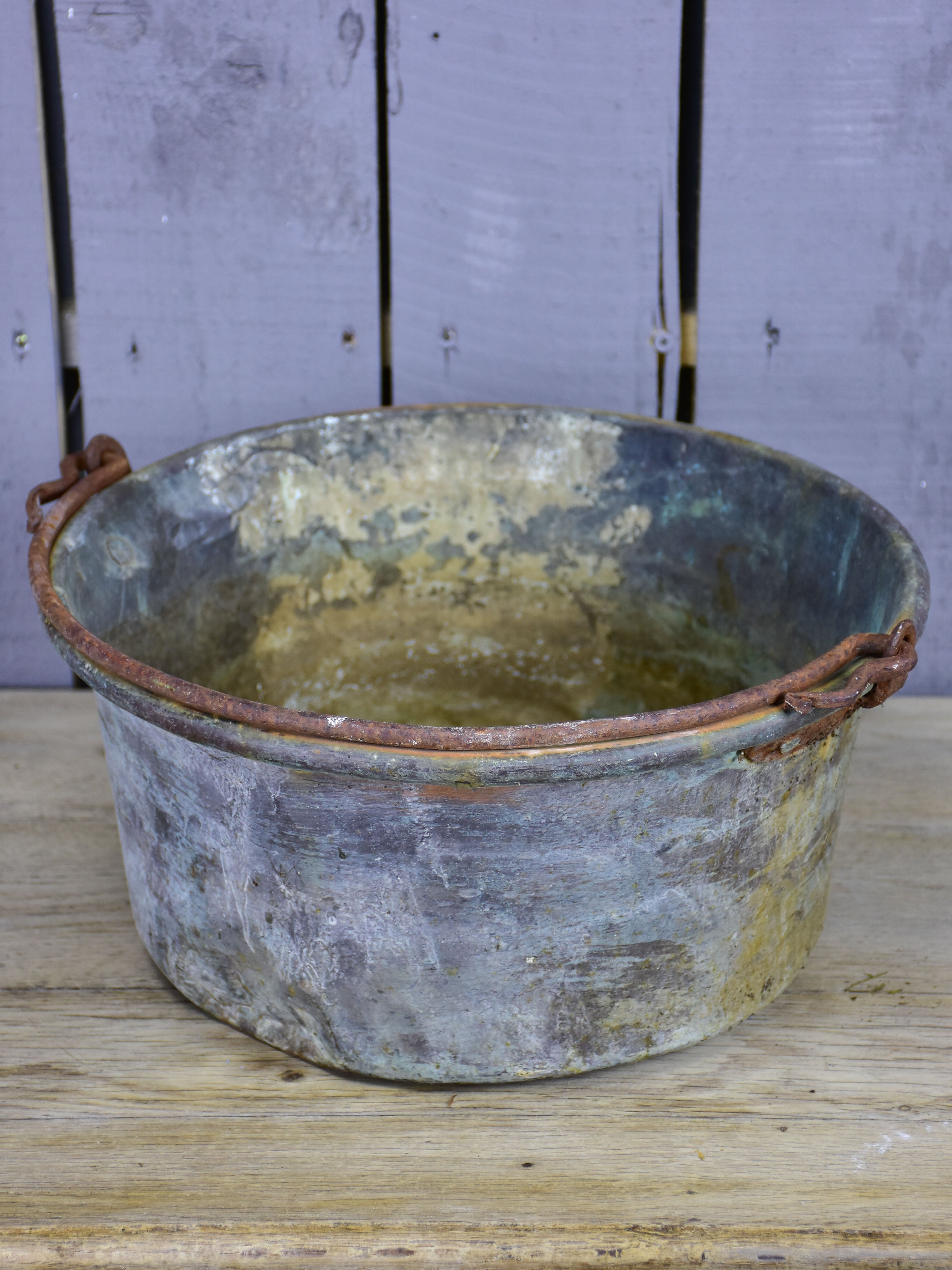 Vintage French copper bucket or chaudron