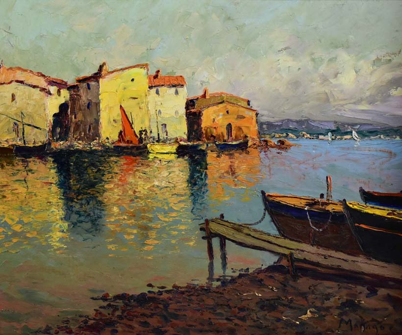 Early twentieth-century seascape - oil on board - Vincent Manago (1880–1936)