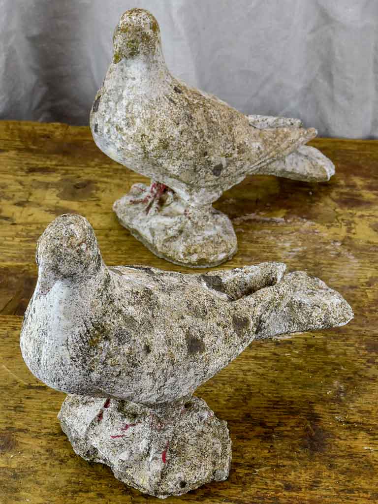 Two mid century French pigeon garden sculptures