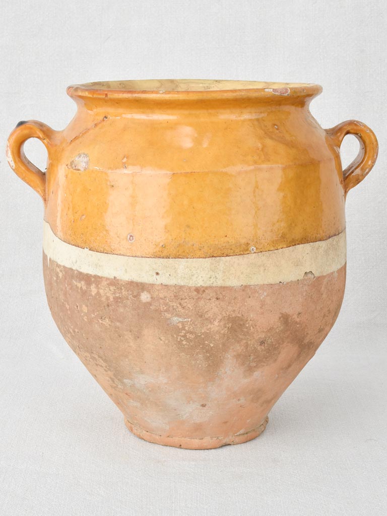 Lovely French confit pot with yellow ocher glaze 9"