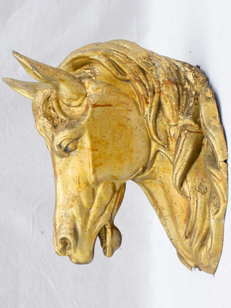 Life-size gilded zinc horse head from stables - 19th century