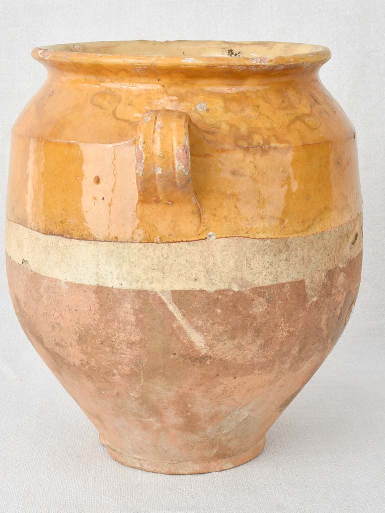 Lovely French confit pot with yellow ocher glaze 9"
