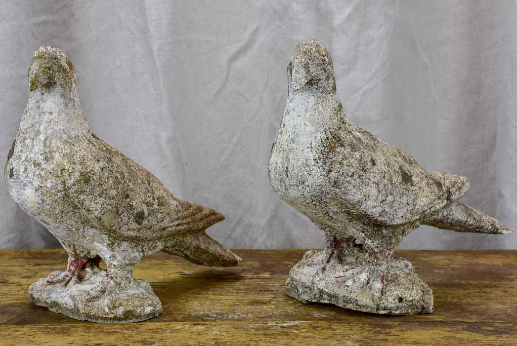 Two mid century French pigeon garden sculptures