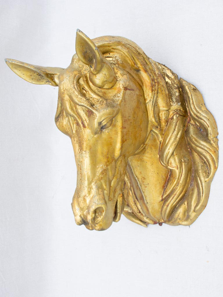 Life-size gilded zinc horse head from stables - 19th century