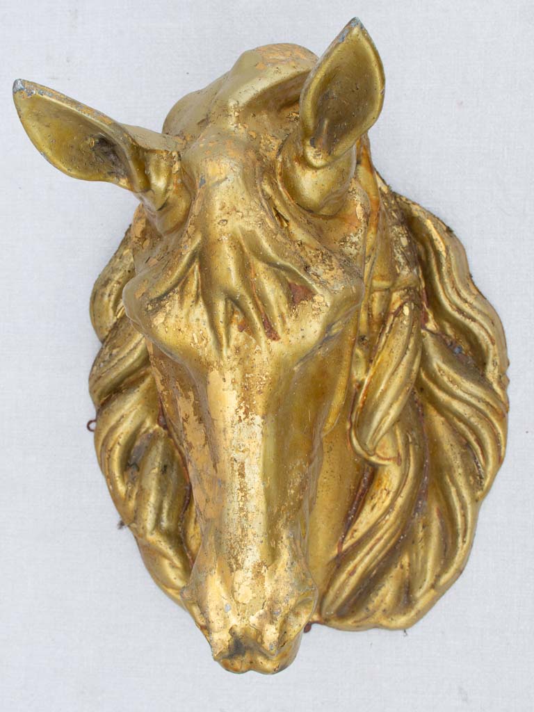 Life-size gilded zinc horse head from stables - 19th century