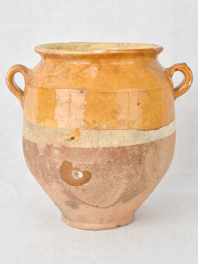 Lovely French confit pot with yellow ocher glaze 9"