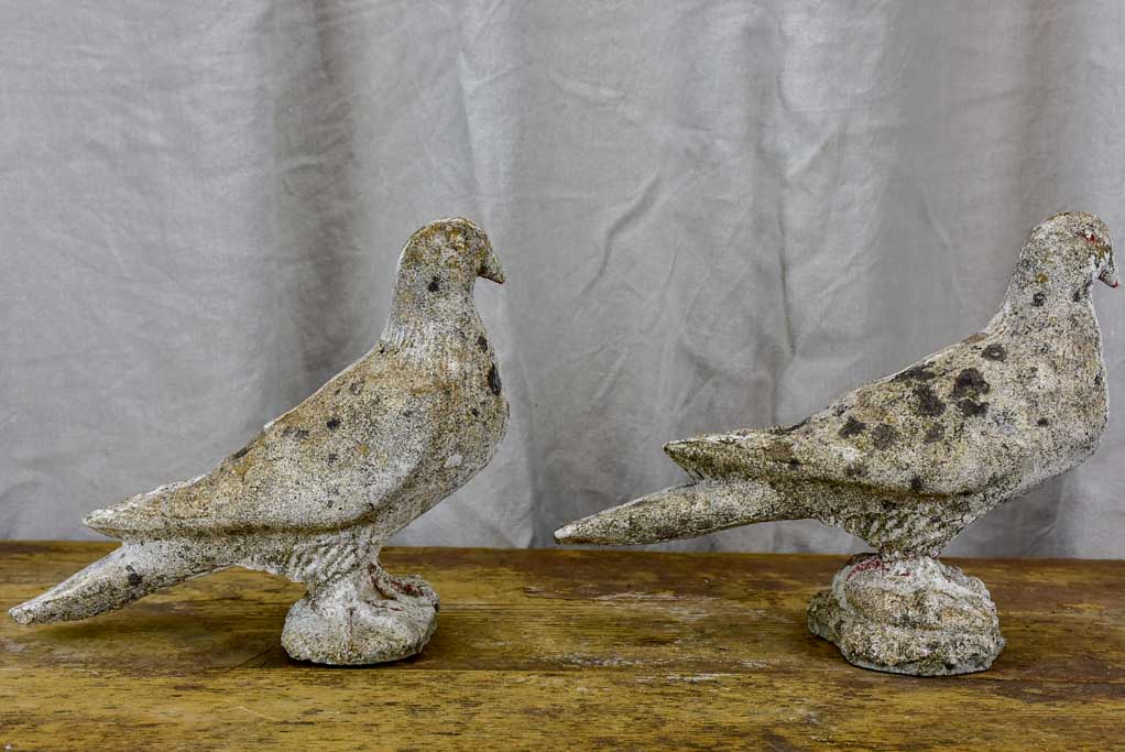 Two mid century French pigeon garden sculptures