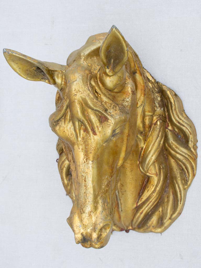 Life-size gilded zinc horse head from stables - 19th century