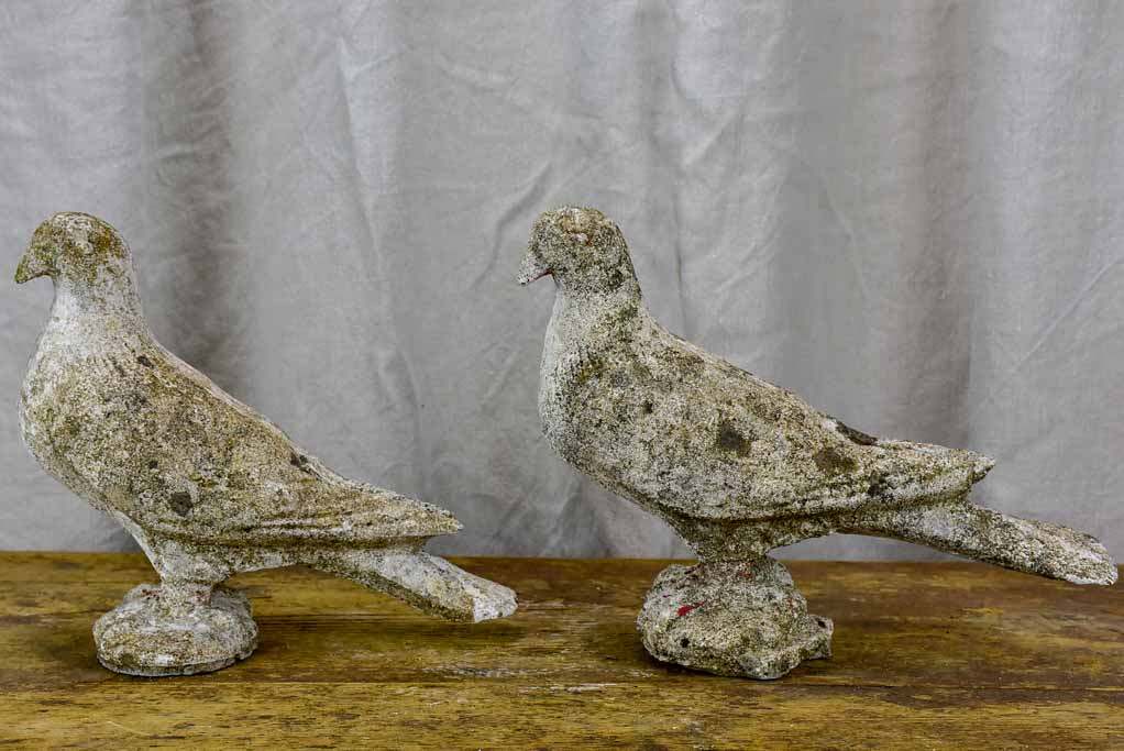 Two mid century French pigeon garden sculptures