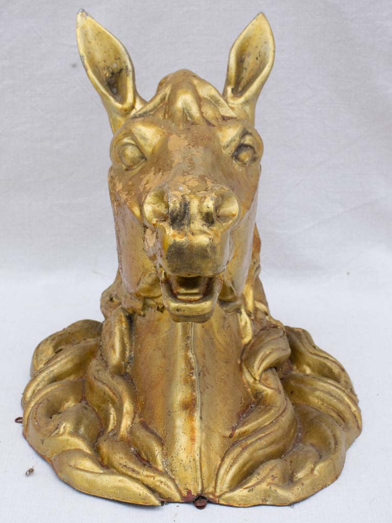 Life-size gilded zinc horse head from stables - 19th century